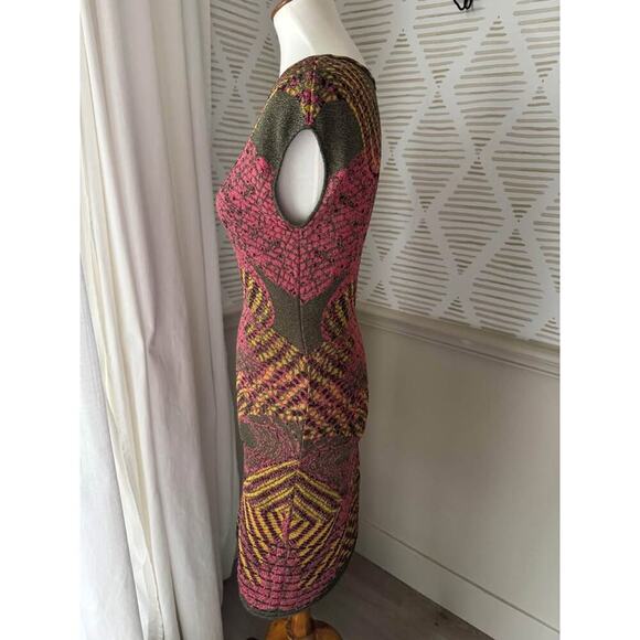 M Missoni Women’s Size 40 US 4 Small Pink Green & Yellow Knit Tank Bodycon Dress - Picture 4 of 8